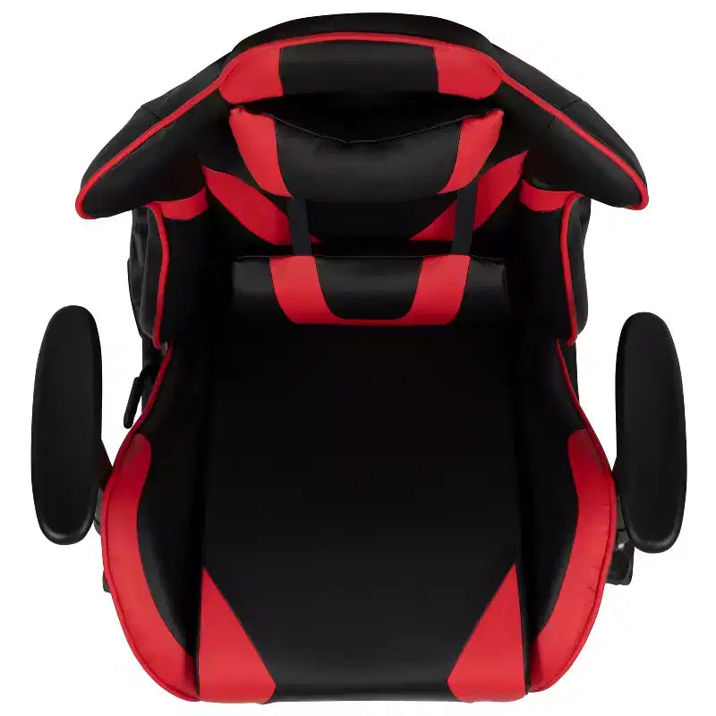 Sedia da gaming ergonomica da corsa Emma e Oliver con schienale completamente reclinabile in similpelle rossa