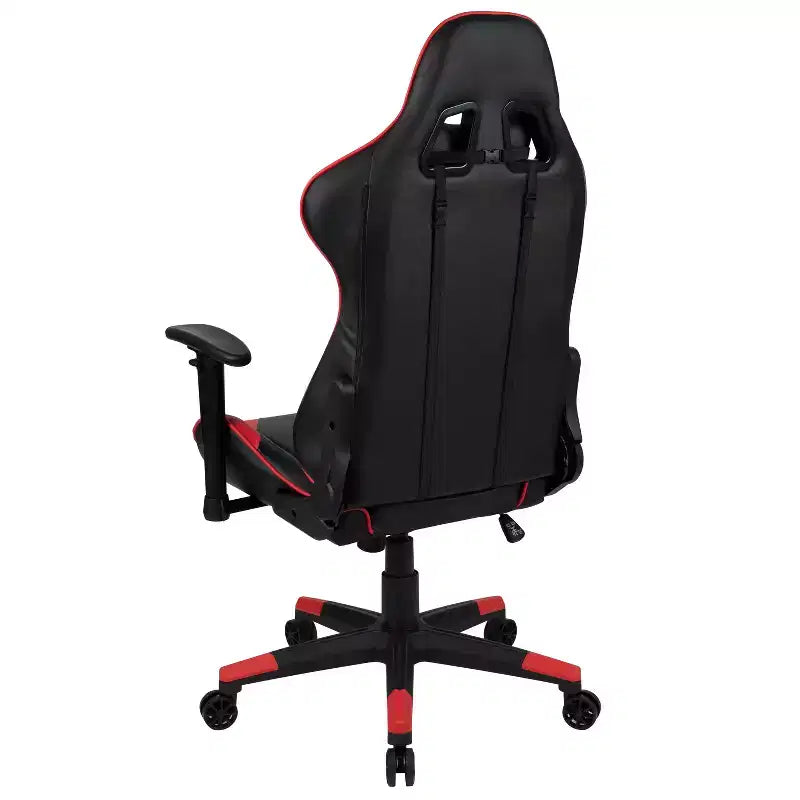 Sedia da gaming ergonomica da corsa Emma e Oliver con schienale completamente reclinabile in similpelle rossa