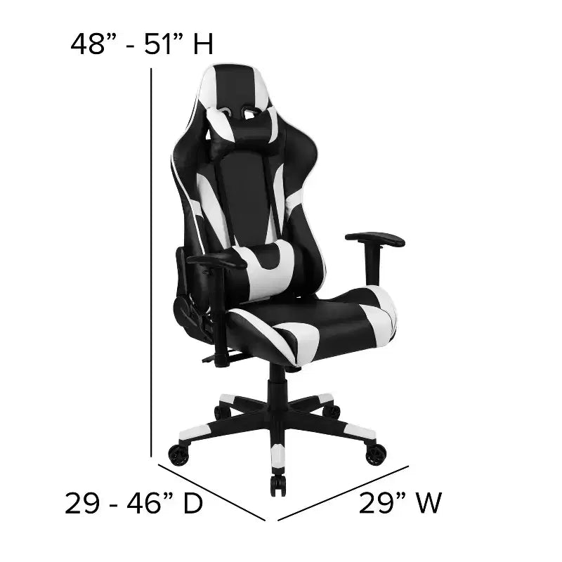 Sedia da gaming ergonomica da corsa Emma e Oliver con schienale completamente reclinabile in similpelle rossa