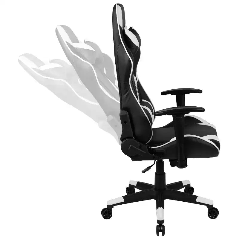 Sedia da gaming ergonomica da corsa Emma e Oliver con schienale completamente reclinabile in similpelle rossa