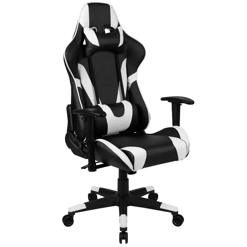Sedia da gaming ergonomica da corsa Emma e Oliver con schienale completamente reclinabile in similpelle rossa