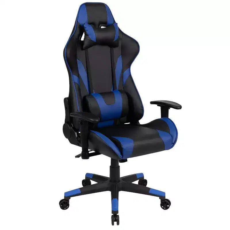 Sedia da gaming ergonomica da corsa Emma e Oliver con schienale completamente reclinabile in similpelle rossa