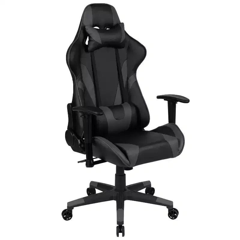 Sedia da gaming ergonomica da corsa Emma e Oliver con schienale completamente reclinabile in similpelle rossa