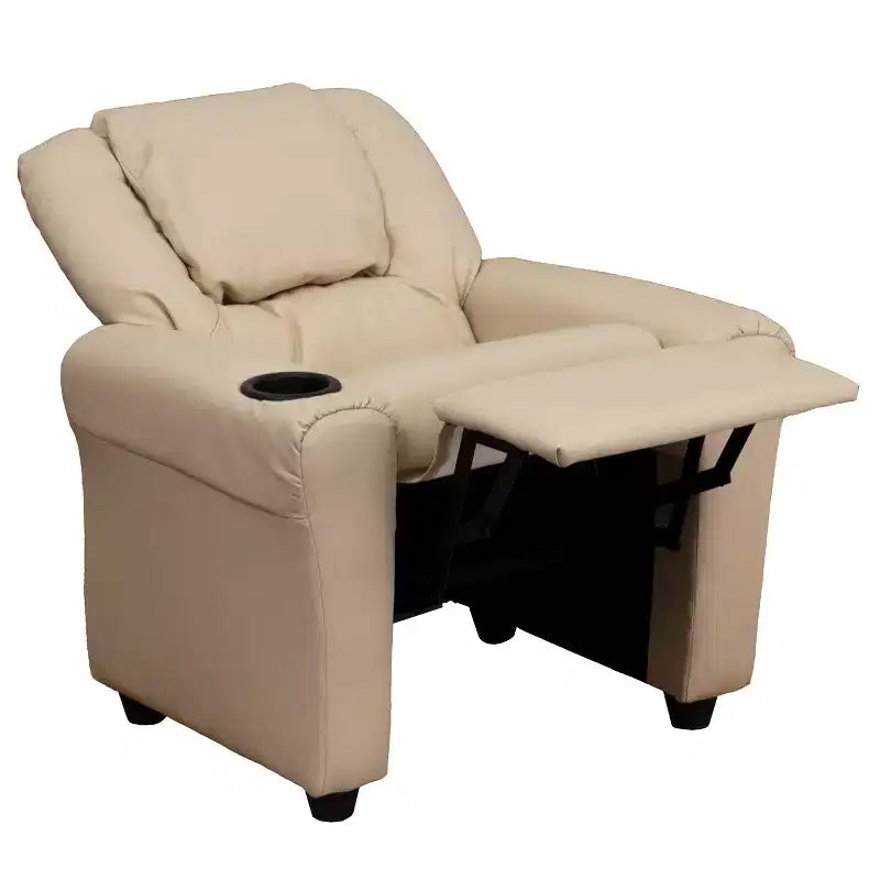 Emma and Oliver Contemporary Kids Recliner with Cup Holder and Headrest