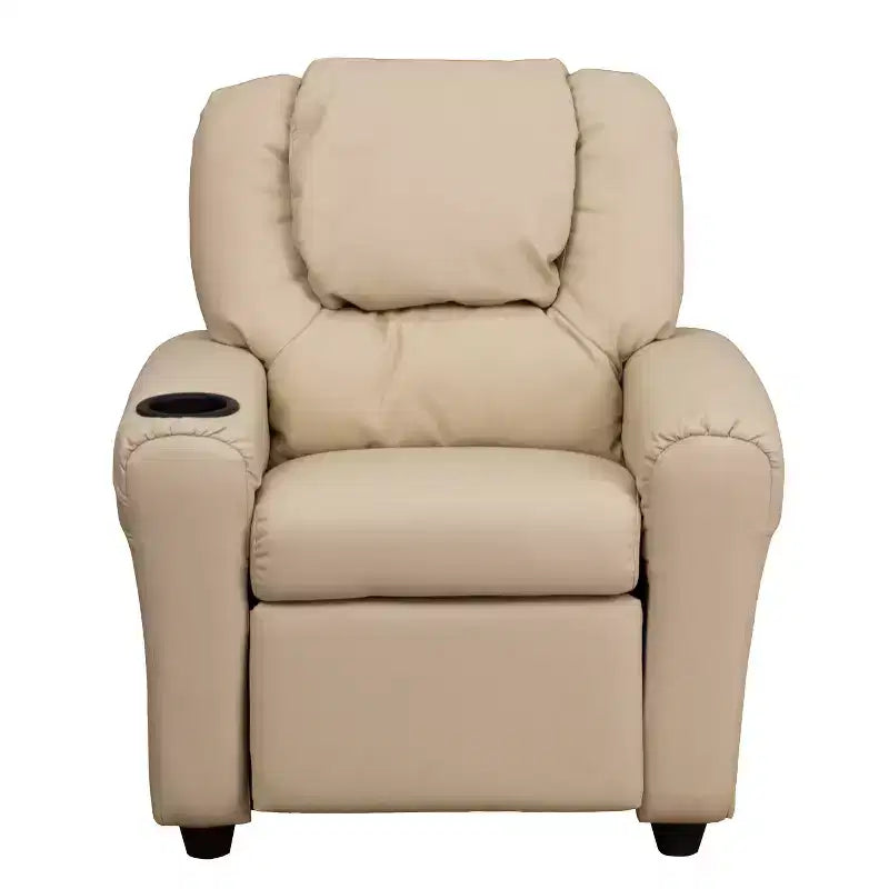 Emma and Oliver Contemporary Kids Recliner with Cup Holder and Headrest