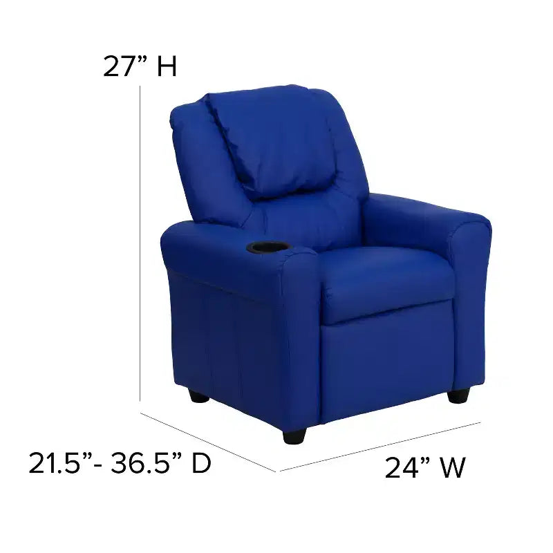 Emma and Oliver Contemporary Kids Recliner with Cup Holder and Headrest