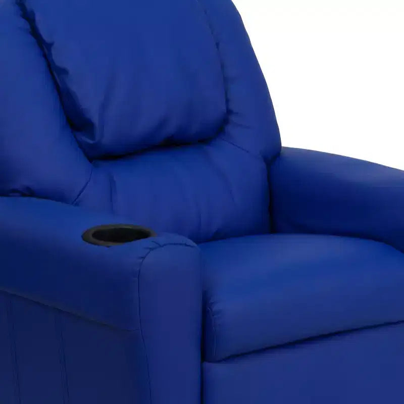 Emma and Oliver Contemporary Kids Recliner with Cup Holder and Headrest