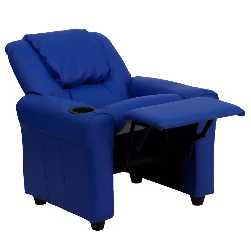 Emma and Oliver Contemporary Kids Recliner with Cup Holder and Headrest