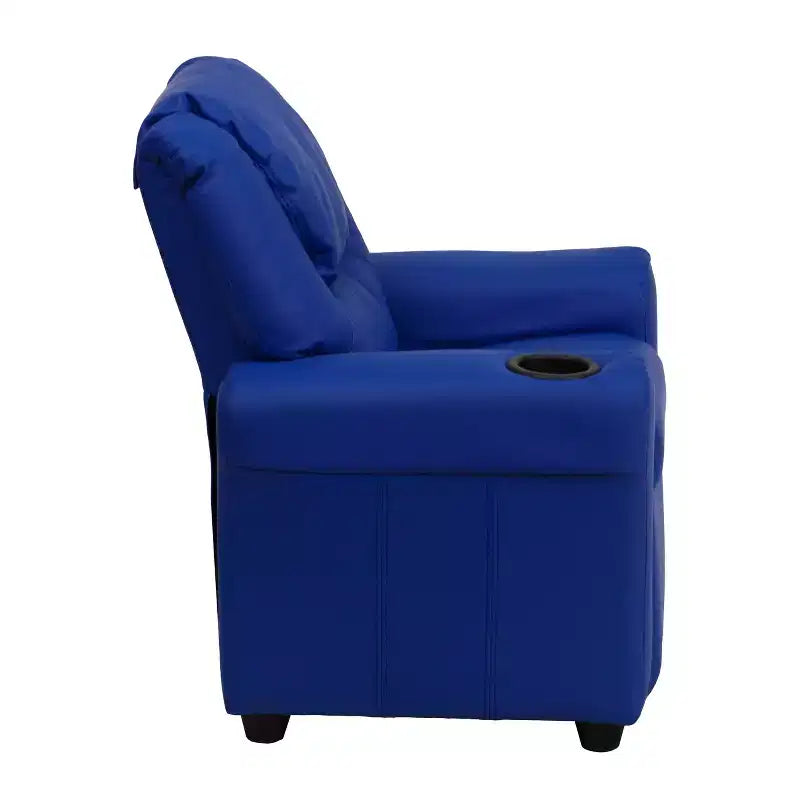 Emma and Oliver Contemporary Kids Recliner with Cup Holder and Headrest