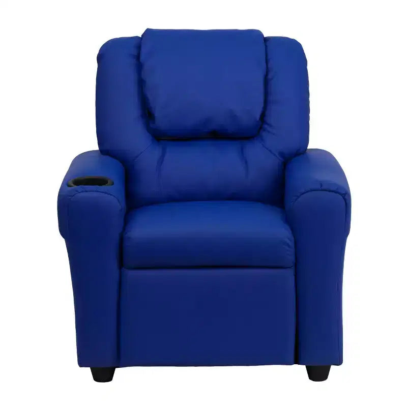 Emma and Oliver Contemporary Kids Recliner with Cup Holder and Headrest