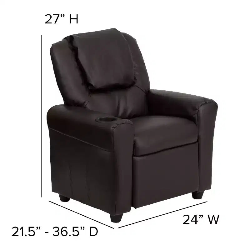 Emma and Oliver Contemporary Kids Recliner with Cup Holder and Headrest