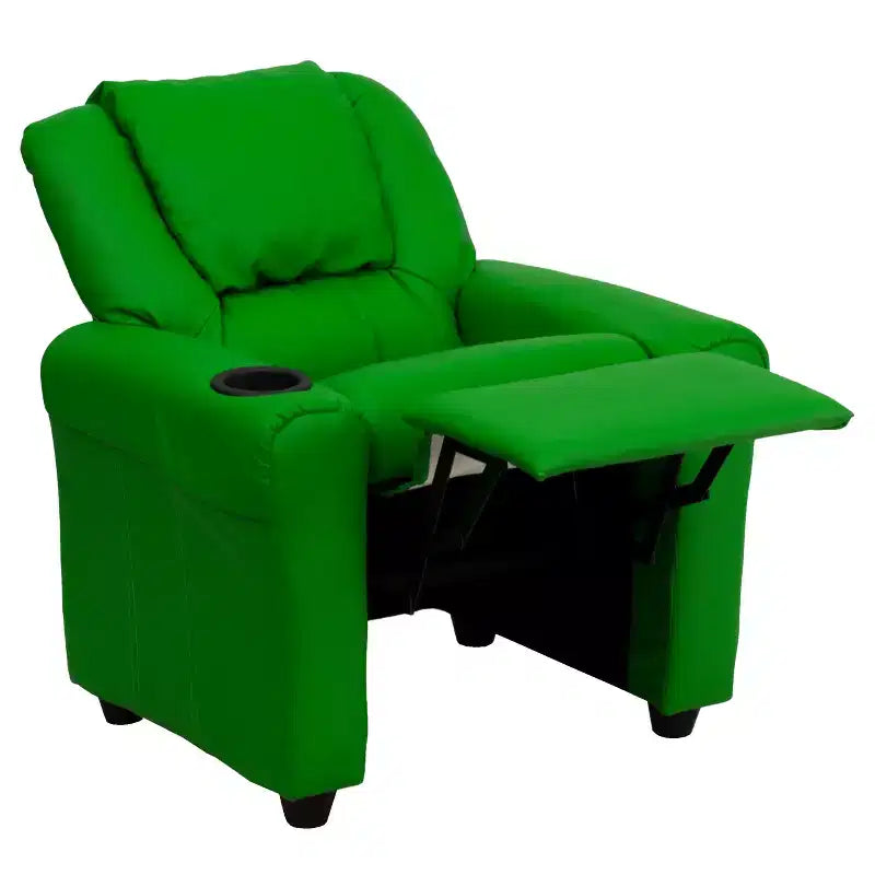 Emma and Oliver Contemporary Kids Recliner with Cup Holder and Headrest