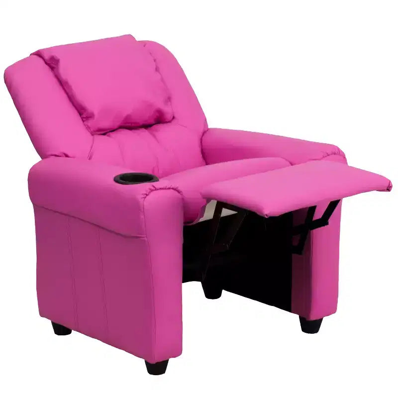 Emma and Oliver Contemporary Kids Recliner with Cup Holder and Headrest
