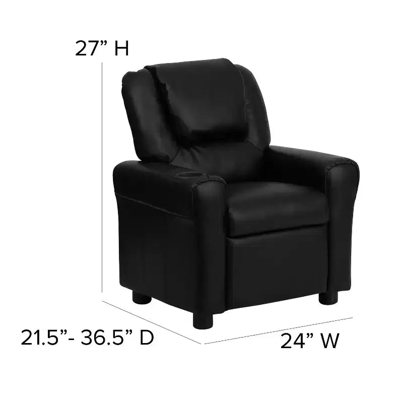 Emma and Oliver Contemporary Kids Recliner with Cup Holder and Headrest