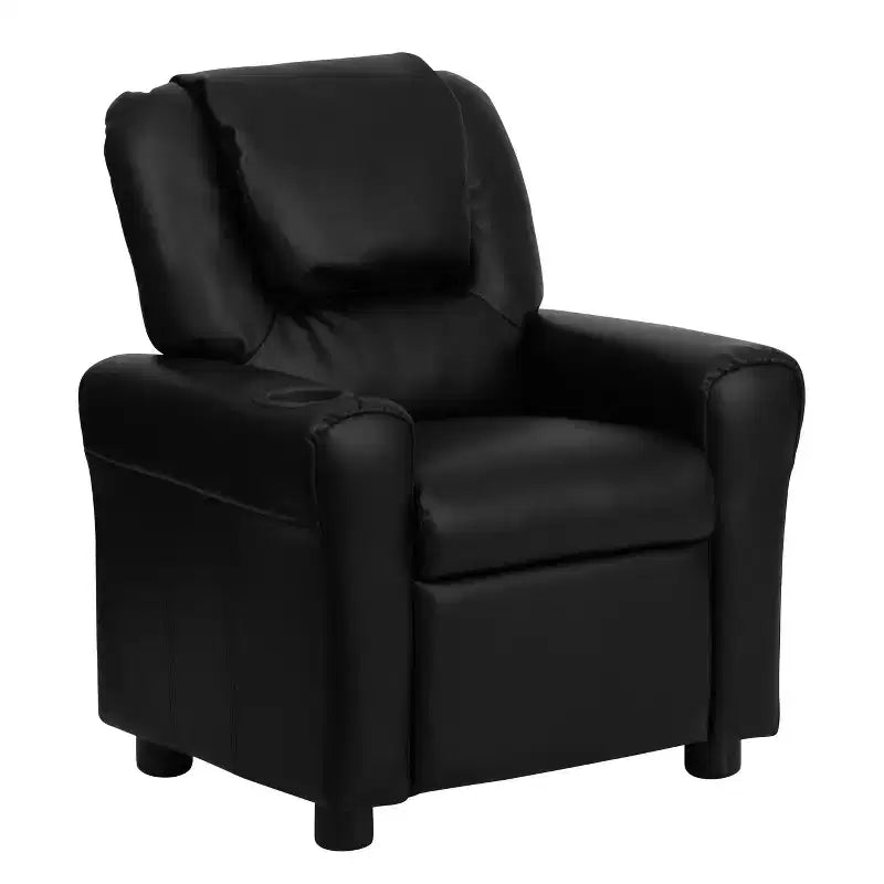 Emma and Oliver Contemporary Kids Recliner with Cup Holder and Headrest