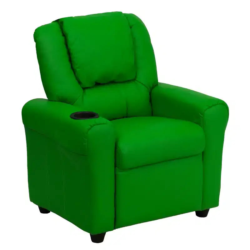 Emma and Oliver Contemporary Kids Recliner with Cup Holder and Headrest