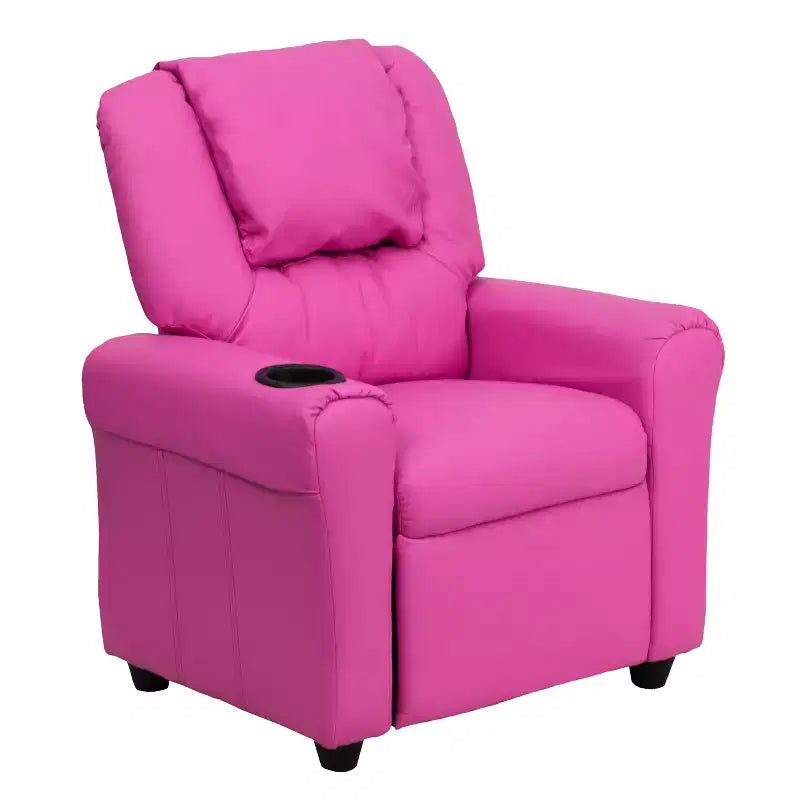 Emma and Oliver Contemporary Kids Recliner with Cup Holder and Headrest