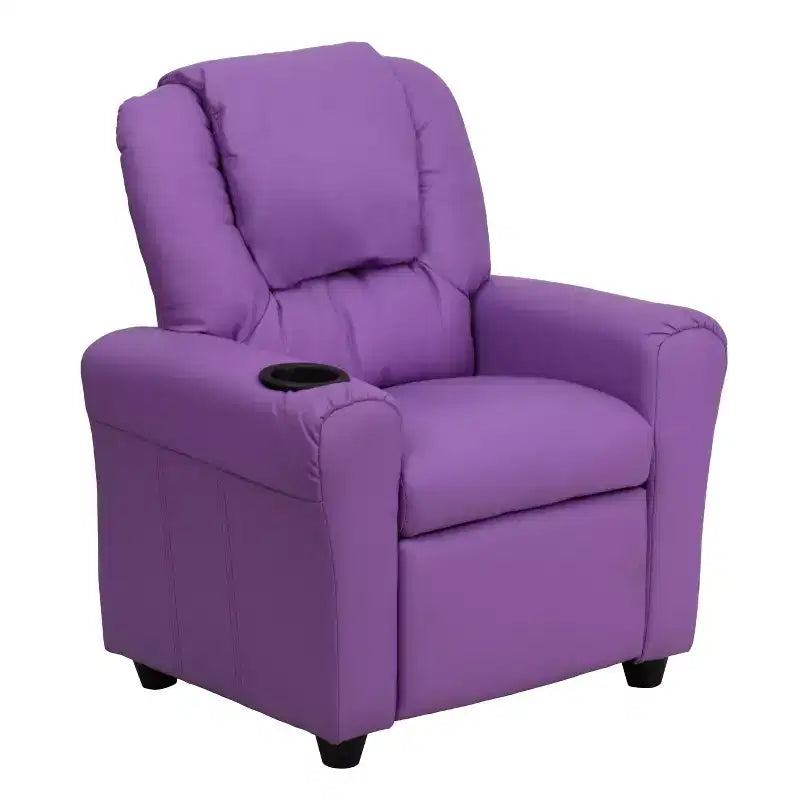 Emma and Oliver Contemporary Kids Recliner with Cup Holder and Headrest