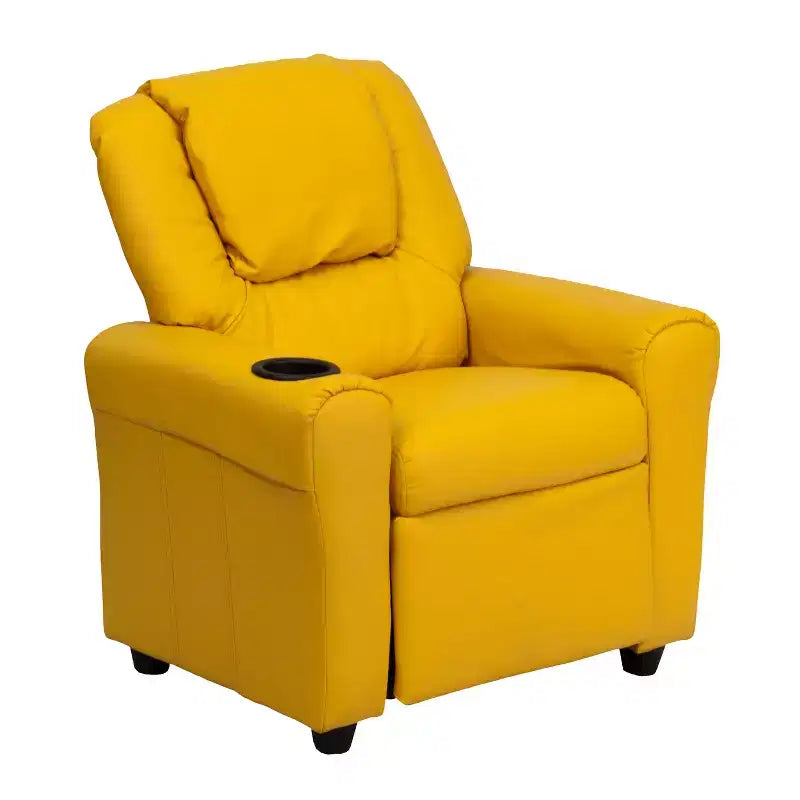 Emma and Oliver Contemporary Kids Recliner with Cup Holder and Headrest