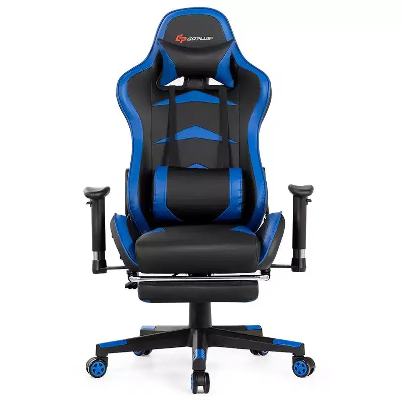 Sedia Gaming Massaggiante Reclinabile Girevole da Ufficio Costway con Poggiapiedi