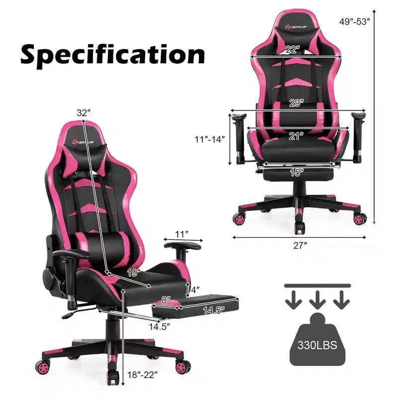 Sedia Gaming Massaggiante Reclinabile Girevole da Ufficio Costway con Poggiapiedi