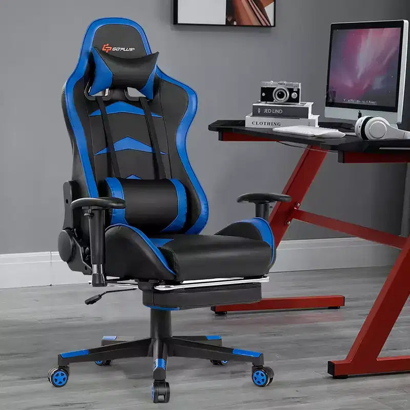 Sedia Gaming Massaggiante Reclinabile Girevole da Ufficio Costway con Poggiapiedi