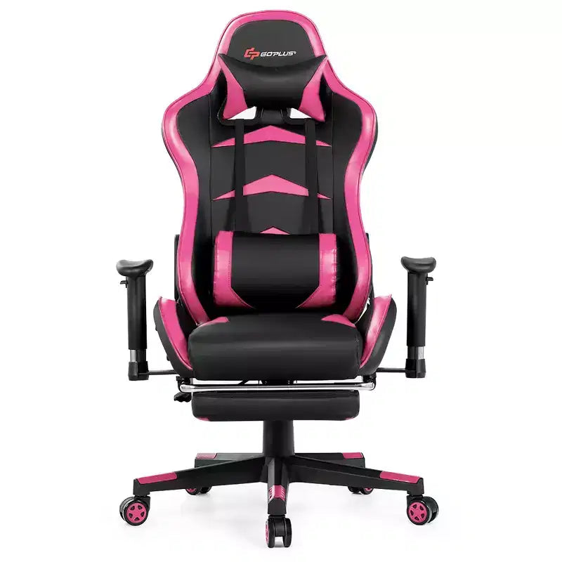 Sedia Gaming Massaggiante Reclinabile Girevole da Ufficio Costway con Poggiapiedi