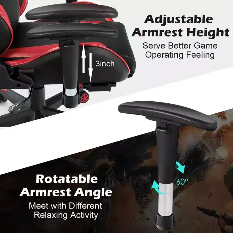 Sedia Gaming Massaggiante Reclinabile Girevole da Ufficio Costway con Poggiapiedi