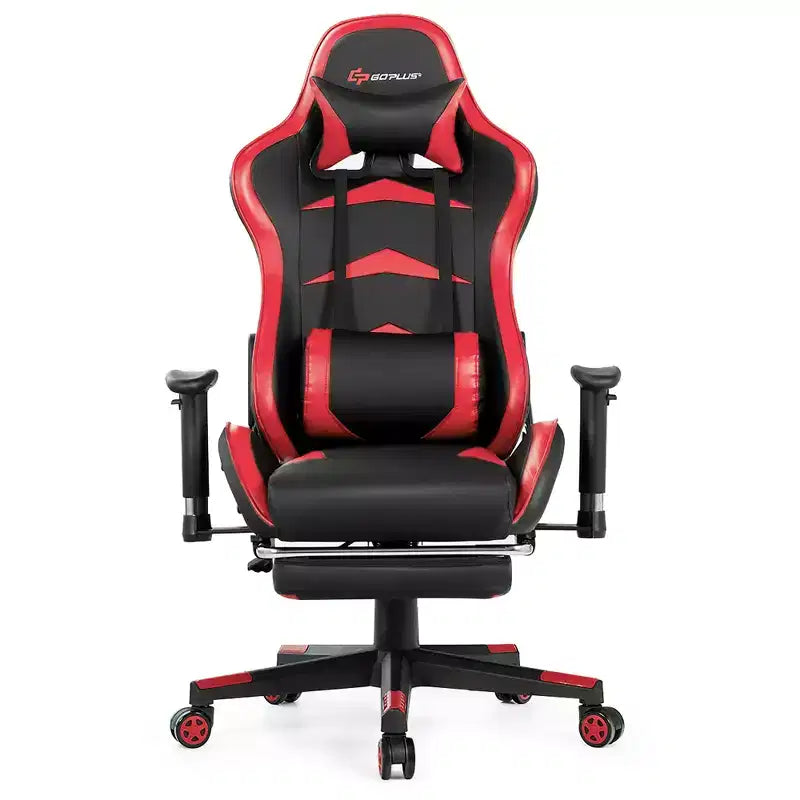 Sedia Gaming Massaggiante Reclinabile Girevole da Ufficio Costway con Poggiapiedi