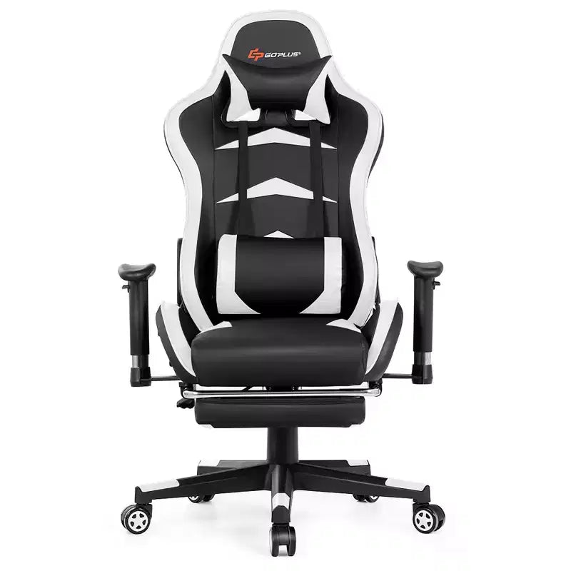 Sedia Gaming Massaggiante Reclinabile Girevole da Ufficio Costway con Poggiapiedi