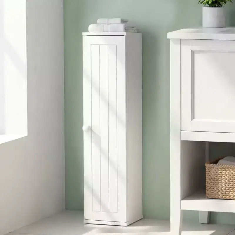 Costway Toilet Tissue Storage Tower Bathroom Storage Floor Cabinet w/ 4 Shelves