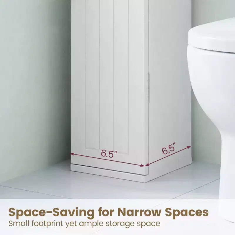 Costway Toilet Tissue Storage Tower Bathroom Storage Floor Cabinet w/ 4 Shelves