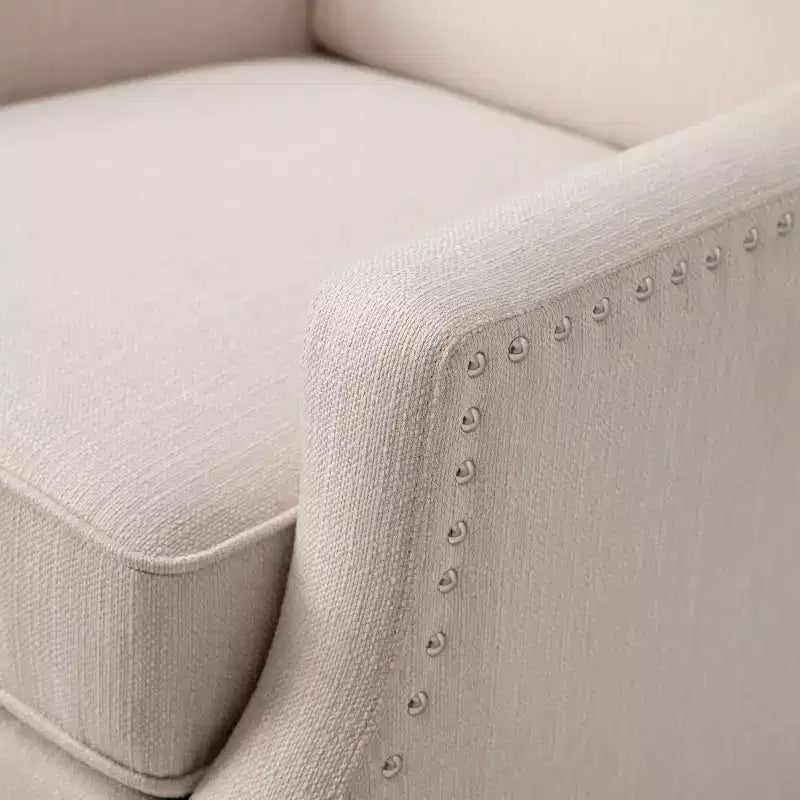 Emma and Oliver Fabric Upholstered Easy Push Back Recliner - Classic Wingback Design with Nailhead Accent Trim and Footrest