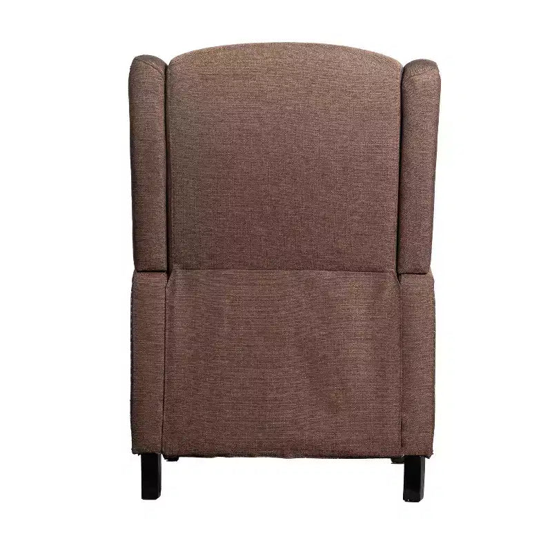 Emma and Oliver Fabric Upholstered Easy Push Back Recliner - Classic Wingback Design with Nailhead Accent Trim and Footrest