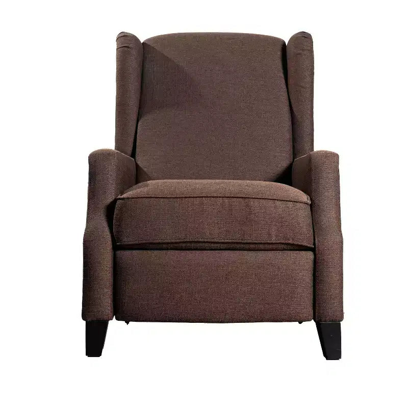 Emma and Oliver Fabric Upholstered Easy Push Back Recliner - Classic Wingback Design with Nailhead Accent Trim and Footrest
