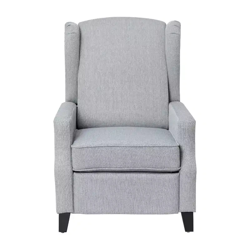 Emma and Oliver Fabric Upholstered Easy Push Back Recliner - Classic Wingback Design with Nailhead Accent Trim and Footrest