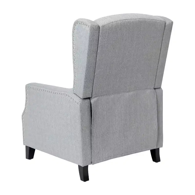 Emma and Oliver Fabric Upholstered Easy Push Back Recliner - Classic Wingback Design with Nailhead Accent Trim and Footrest