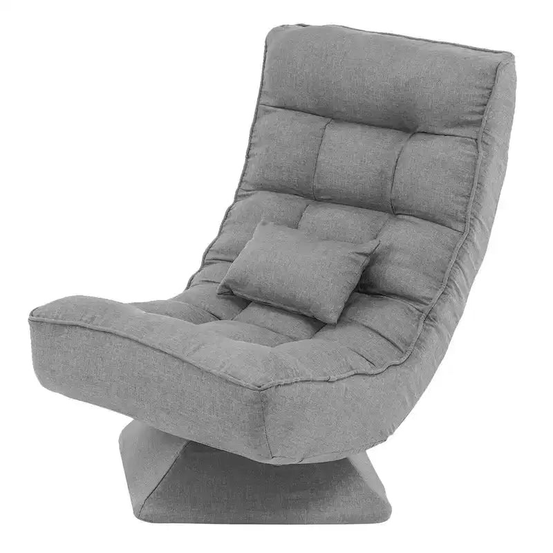 Costway 360 Swivel Floor Chair 5-Level Adjustable Lazy Chair w/ Massage Pillow Grey\Black\Brown