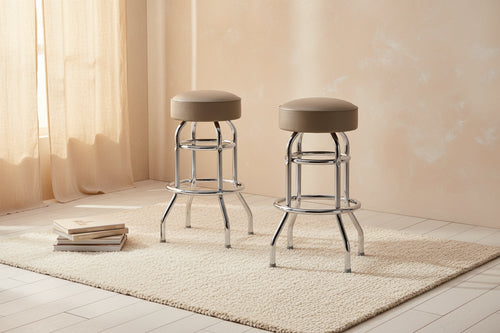 Emma and Oliver 2 Pack Double Ring Chrome Barstool