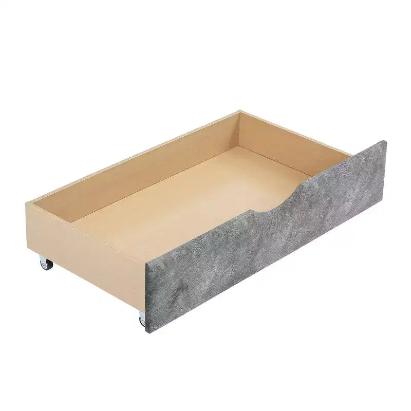 Full Size Upholstered Button Tufted Sofa Bed with Drawers and Waved Shape Arm, Gray - ModernLuxe