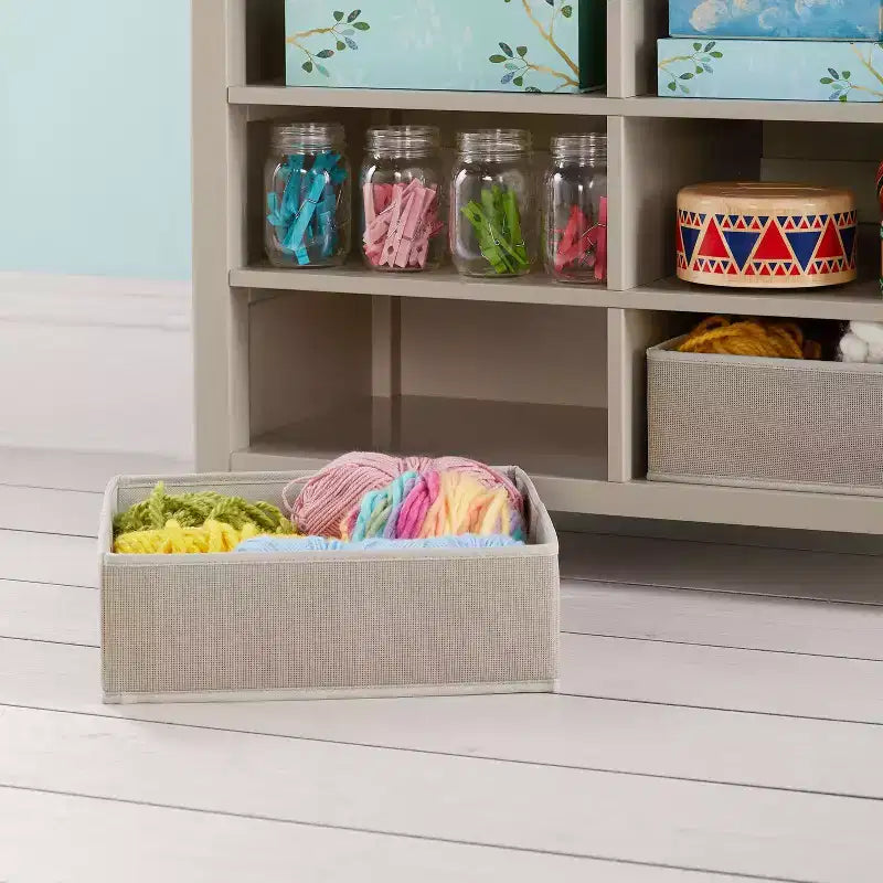 Martha Stewart Crafting Kids' Double Open Storage: Children's Wooden Arts and Crafts Supply Organizer with Fabric Bin Storage