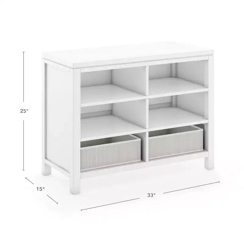 Martha Stewart Crafting Kids' Double Open Storage: Children's Wooden Arts and Crafts Supply Organizer with Fabric Bin Storage