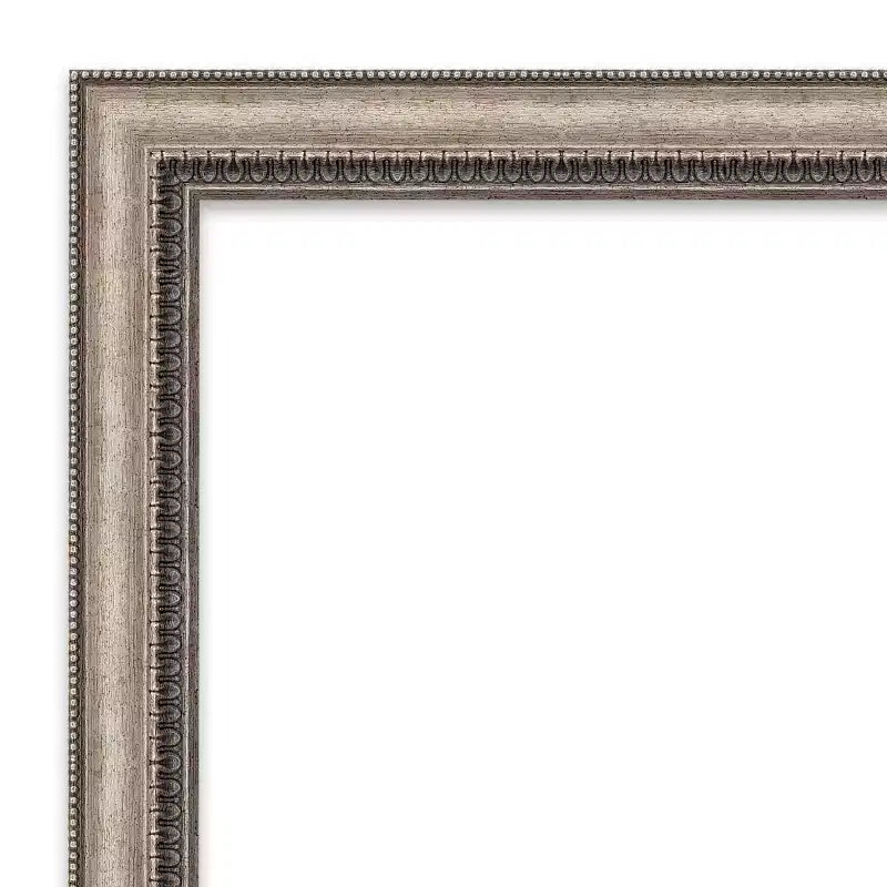 Amanti Art Lyla Ornate Silver Petite Bevel Bathroom Wall Mirror 28.25 x 22.25 in.