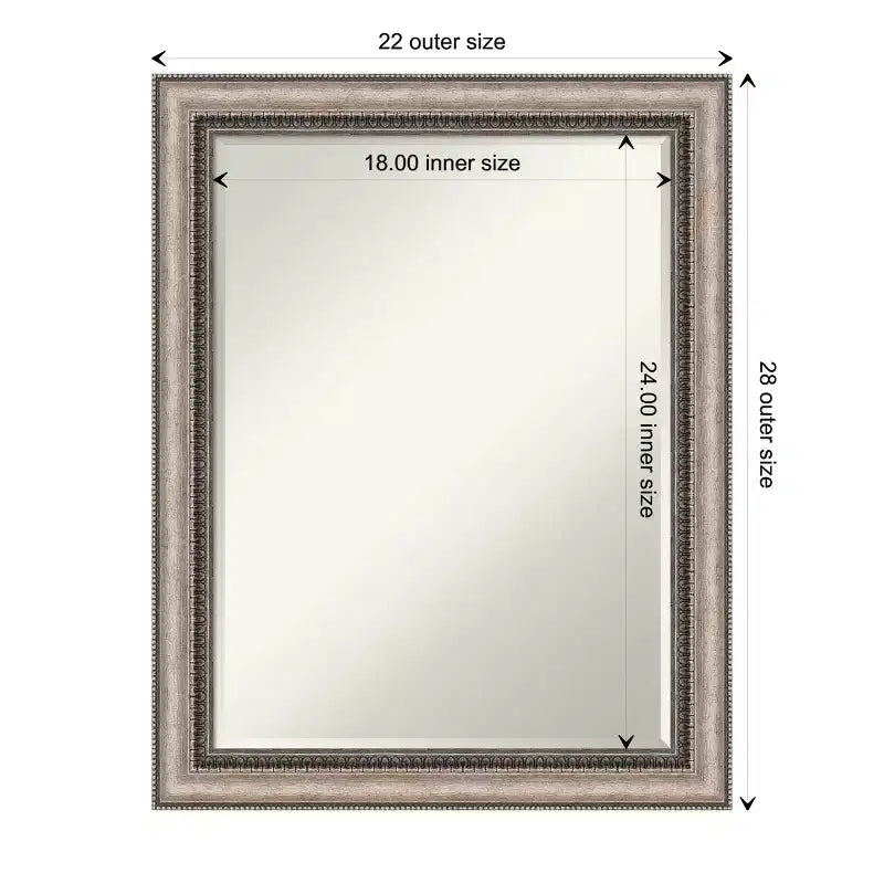 Amanti Art Lyla Ornate Silver Petite Bevel Bathroom Wall Mirror 28.25 x 22.25 in.