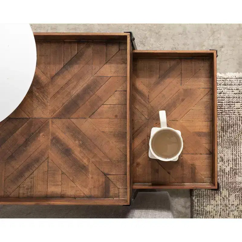 Kate and Laurel Marsh Square Wood Nesting Table, 2 Piece, Rustic Brown