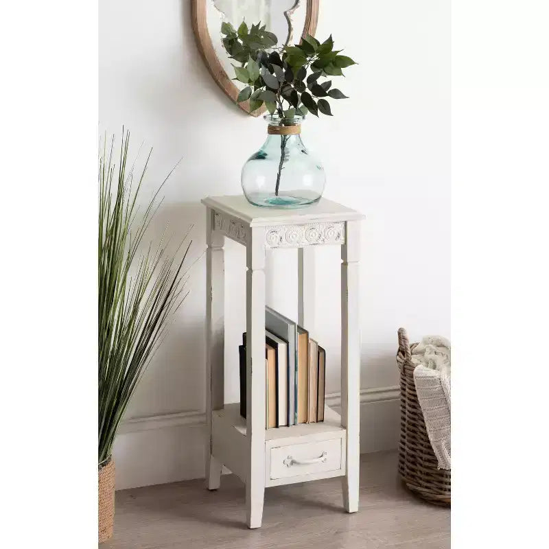 Kate and Laurel Idabelle Square Wood Tea Table, 12x12x30, White