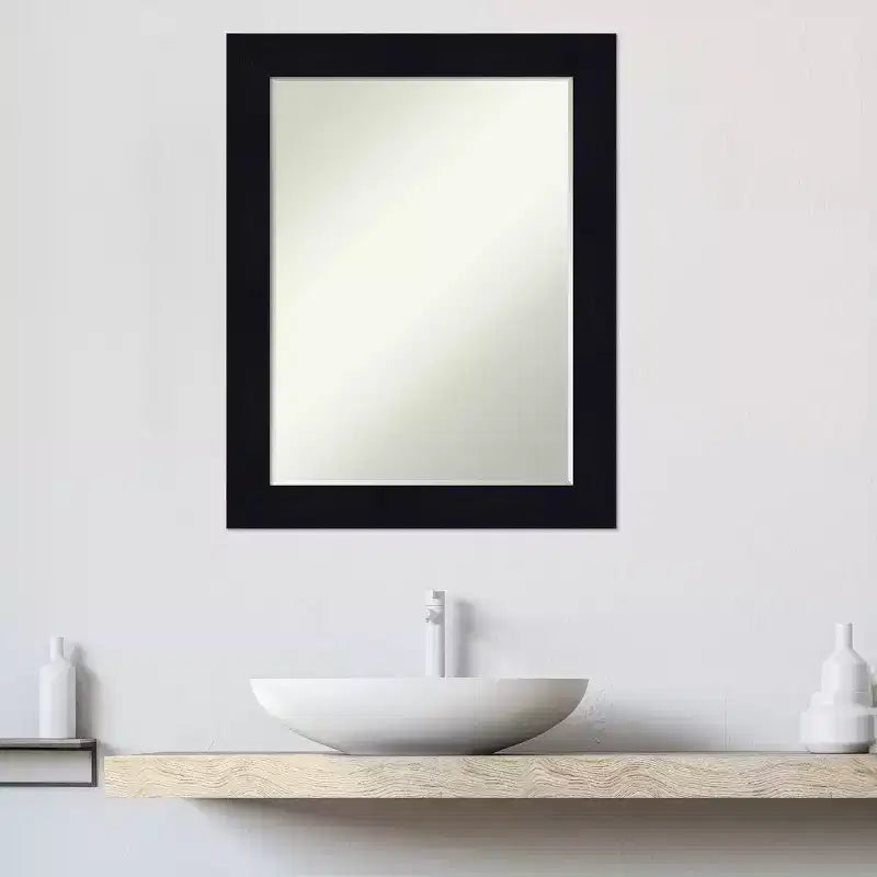 Amanti Art Shiplap Petite Bevel Wood Bathroom Wall Mirror