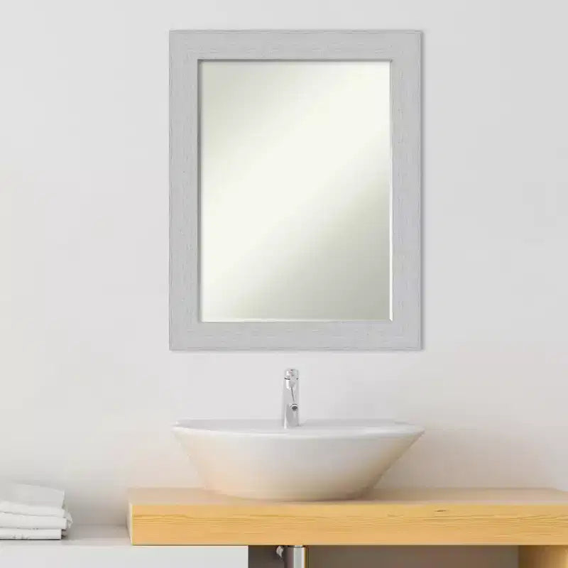 Amanti Art Shiplap Petite Bevel Wood Bathroom Wall Mirror