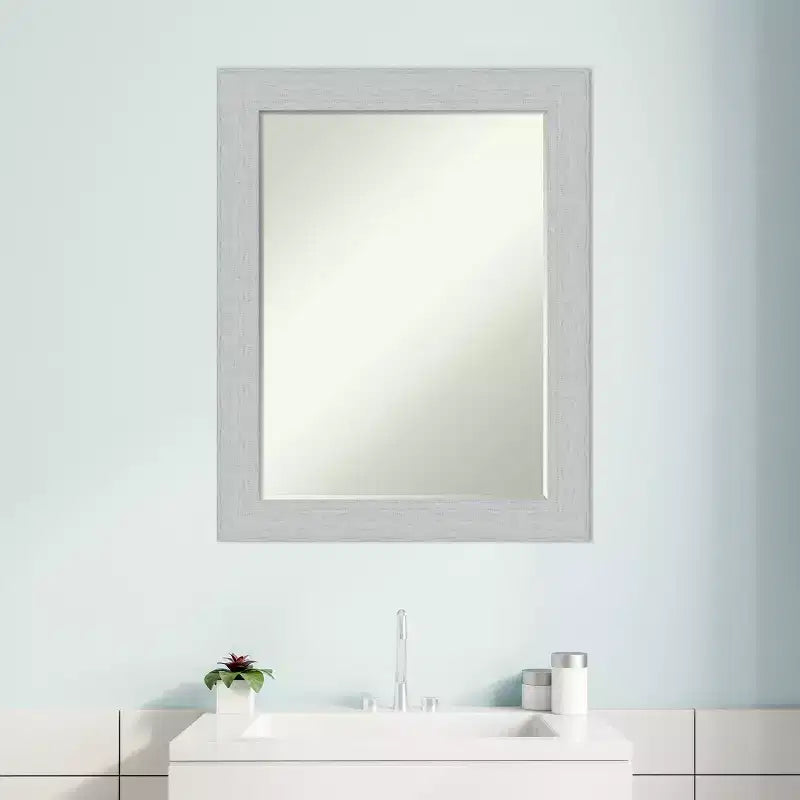 Amanti Art Shiplap Petite Bevel Wood Bathroom Wall Mirror