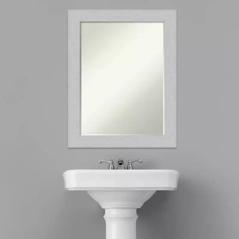 Amanti Art Shiplap Petite Bevel Wood Bathroom Wall Mirror